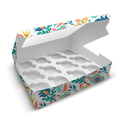 Cupcake Box for 12 With Window - 12x9x3" - Exotic Flora