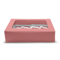 Cupcake Box for 12 With Window - 12x9x3" - Pink