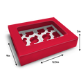 Cupcake Box for 12 With Window - 12x9x3" - Red