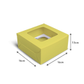 Square Box with window for 4 Cupcakes/Small Cakes - 6x6x3" - Yellow