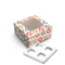 Square Box with window for 4 Cupcakes/Small Cakes - 6x6x3" - Multicolour Ikkat