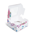 Square Box with window for 4 Cupcakes/Small Cakes - 6x6x3" - Colourful Blossom