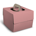 Corrugated Cake box With Handle - 12x12x6.5" Pink