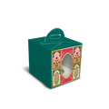 Small Handle Favour/Gift Box - 3.5x3.5x3.5" - Tropical Green Jharokha Box